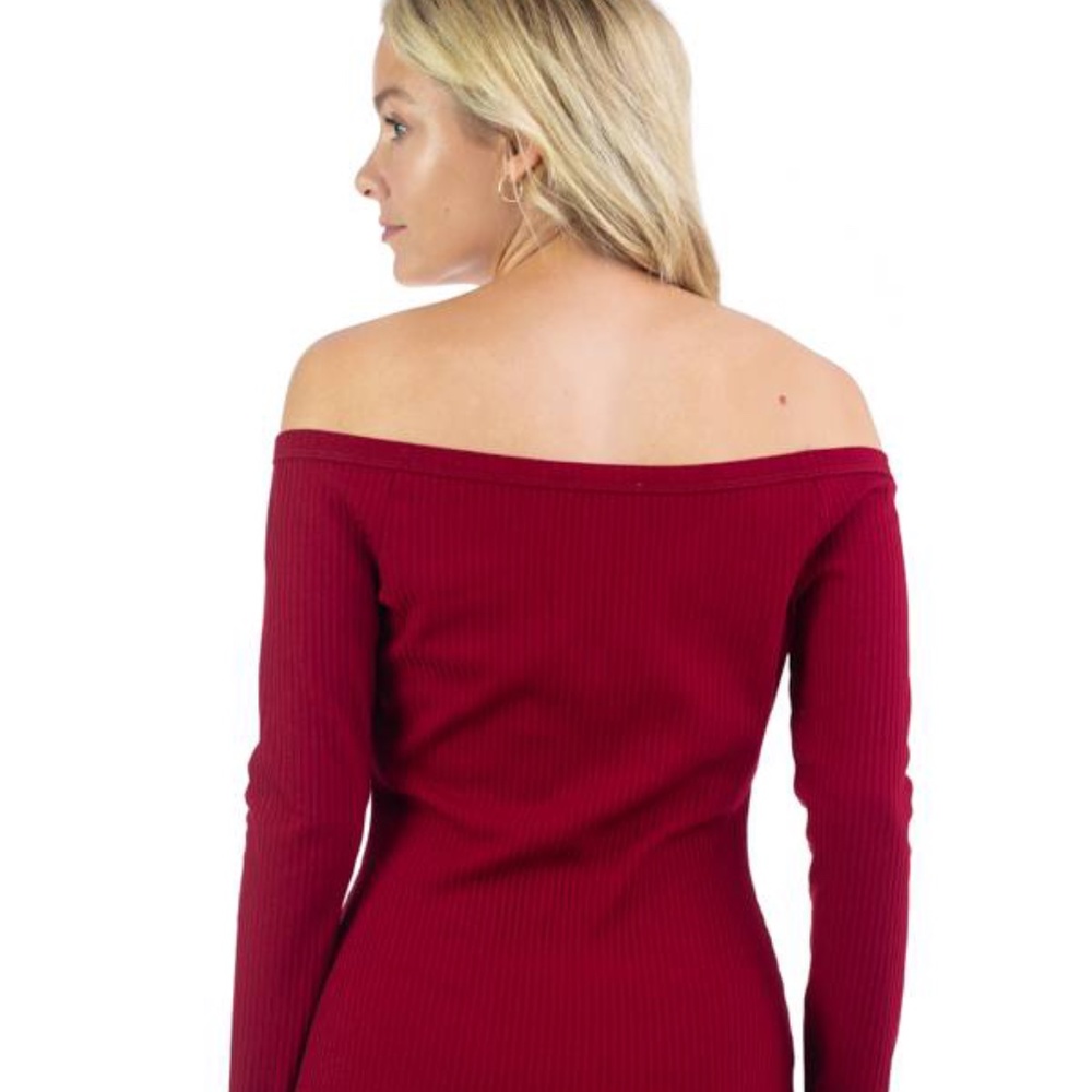 Off Shoulder Ribbed Dress - Picture 4 of 5
